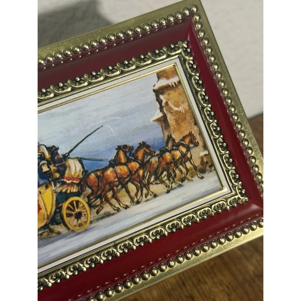 Vintage Klann Quality Embossed Tin Box - Western Germany - Ornate Carriage Scene